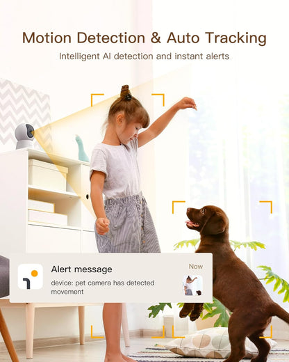 3K 5MP Pet Dog Cameras with App,5Ghz&2.4G Wifi 6 Baby Monitor,Security Camera Indoor,Motion Tracking,Sound Detection,Night Vision,360°View,Two-Way Audio,Works with Alexa (P2F)