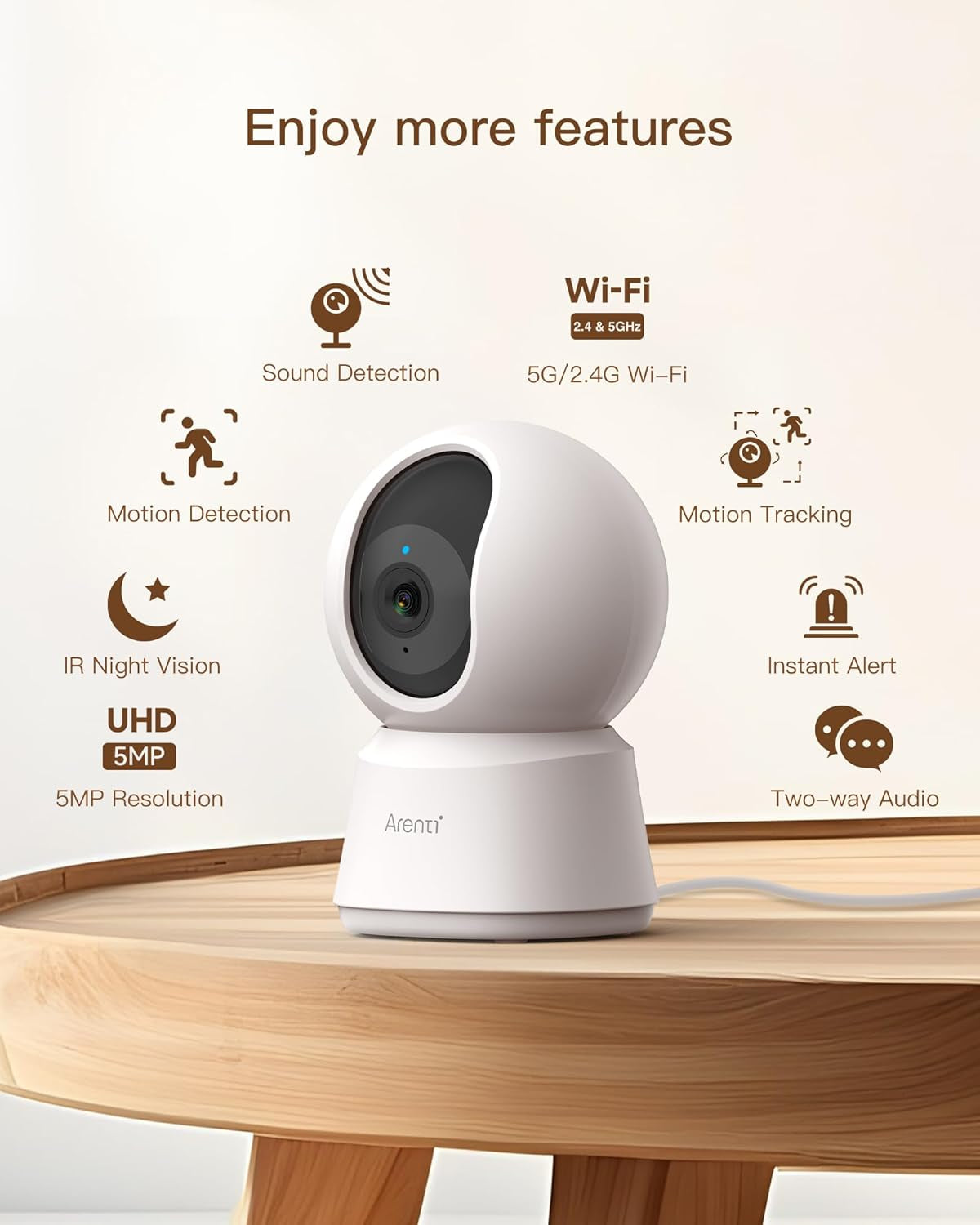 3K 5MP Pet Dog Cameras with App,5Ghz&2.4G Wifi 6 Baby Monitor,Security Camera Indoor,Motion Tracking,Sound Detection,Night Vision,360°View,Two-Way Audio,Works with Alexa (P2F)